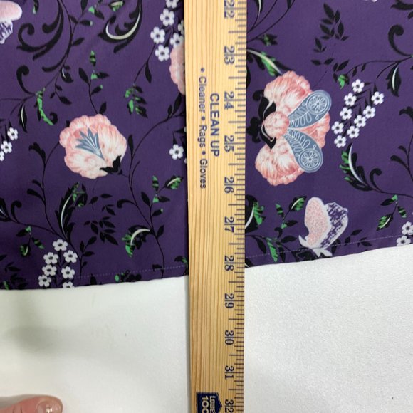 eShakti Floral Keyhole Blouse Top Size XL 16 Purple Crepe Unlined Pullover Boho - Picture 13 of 14